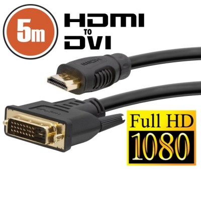 Kábel DVI-D/HDMI Duplán árnyékolt, aranyozott 5m