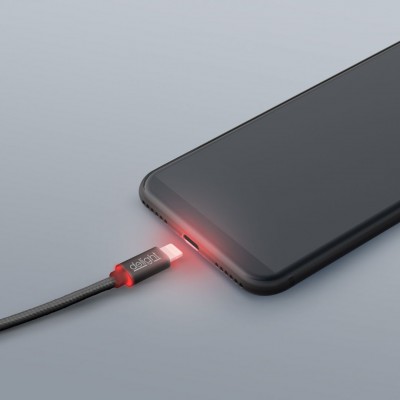 Delight világító Lightning USB kábel Apple termékekhez 1m fekete